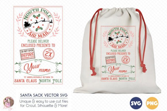 Christmas Santa Sack SVG PNG: Crafts & Graphics for Local Branding