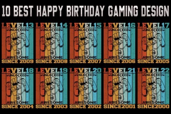 Happy Birthday Gaming T-Shirt Bundle 01: Graphics & T-Shirt Designs