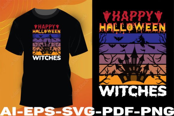 Happy Halloween Witches: Graphics & T-Shirt Designs