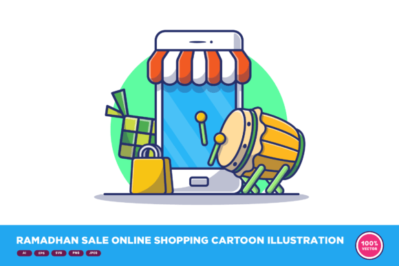 Ramadhan Sale Online Shopping Cartoon